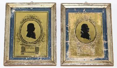 Bild Nr.1: 120-1838 Silhouetten.: (Volkskunst, Hinterglasbilder, Schenk von Stauffenberg)