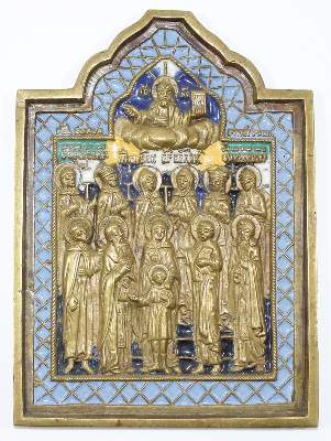 Bild Nr.1: 120-1843 Emaillierte Bronzeikone,: (Volkskunst, Ikonen)