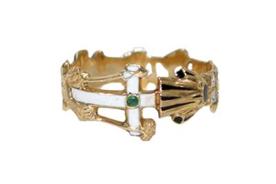 Bild Nr.1: 120-1860 Antiker Goldring Passion Christi.: (Volkskunst, Religiöse Volkskunst)