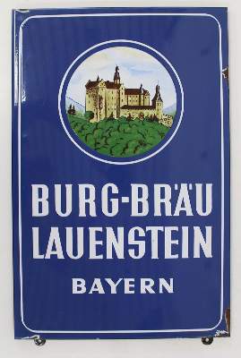 Bild Nr.1: 120-1909 Lauensteiner Burg Bräu: (Werbung, Emailleschilder)