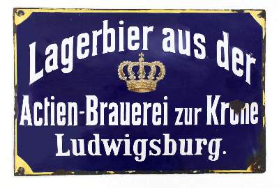 Bild Nr.1: 120-1911 Ludwigsburg Actien-Brauerei: (Werbung, Emailleschilder)