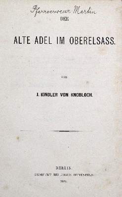 Bild Nr.1: 120-234 Kindler von Knobloch,J.: (Genealogie und Heraldik, Elsass)
