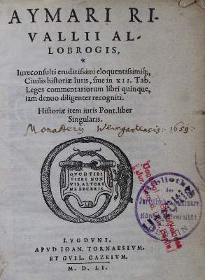 Bild Nr.1: 120-280 Rivallius (Du Rivail),A.: (Juridica und Kriminologie)