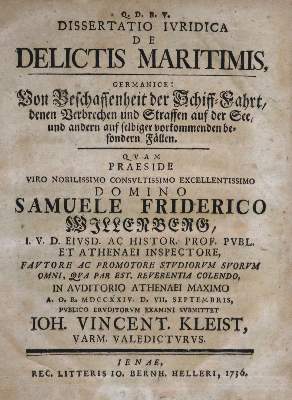 Bild Nr.1: 120-284 Kleist,J.V.: (Juridica und Kriminologie, Seewesen)