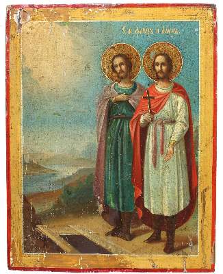 Bild Nr.1: 120-3118 Hl. Florus und Laurus.: (Künstlergraphik, Ikonen)