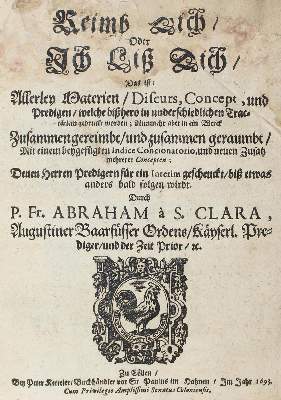 Bild Nr.1: 120-656 Abraham a Santa Clara (d.i. U.Megerle).: (Literatur und illustrierte Bücher bis 19.Jahrhundert)