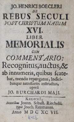 Bild Nr.1: 120-66 Boecler,J.H.: (Alte Drucke, Handschriften und Theologie)