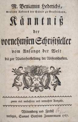 Bild Nr.1: 120-702 Hederich,B.: (Literatur und illustrierte Bücher bis 19.Jahrhundert)