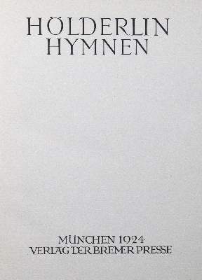 Bild Nr.1: 120-762 Hölderlin,F.: (Bremer Presse)