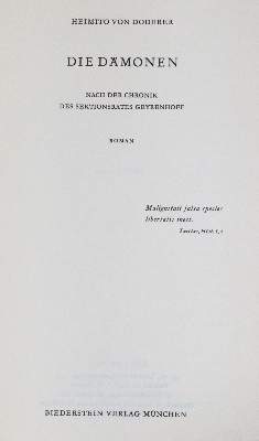 Bild Nr.1: 120-795 Doderer,H.v.: (Literatur und illustrierte Bücher 20.Jahrhundert - Alte Literatur in modernen Ausgaben)