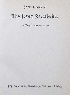 Bild Nr.1: 120-891 Nietzsche,F.: (Literatur und illustrierte Bücher 20.Jahrhundert - Alte Literatur in modernen Ausgaben)
