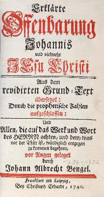 Bild Nr.1: 120-9 Bengel,J.A.: (Alte Drucke, Handschriften und Theologie)