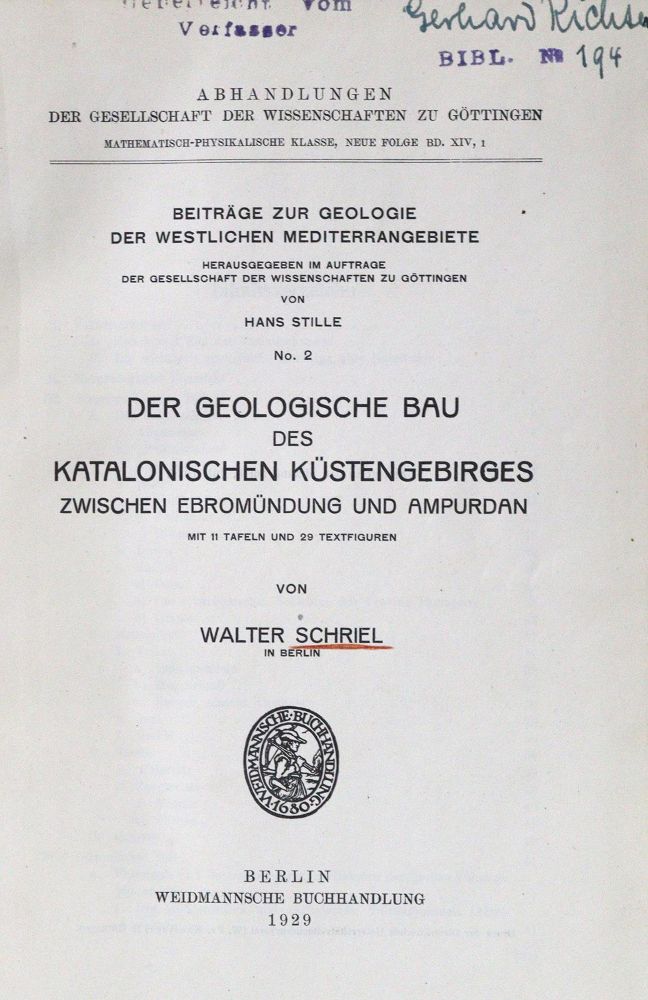 Große Abbildung Nr.1: 121-1029 Stille,H. (Hrsg.).: (Verschiedene Gebiete - Varia, Geologie - Mineralogie u. Paläontologie)
