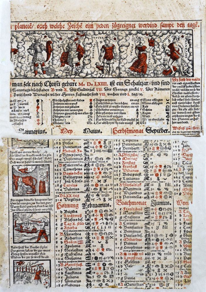 Große Abbildung Nr.1: 121-111 Bauernkalender.: (Einblattdrucke u. Flugschriften, Kalender)