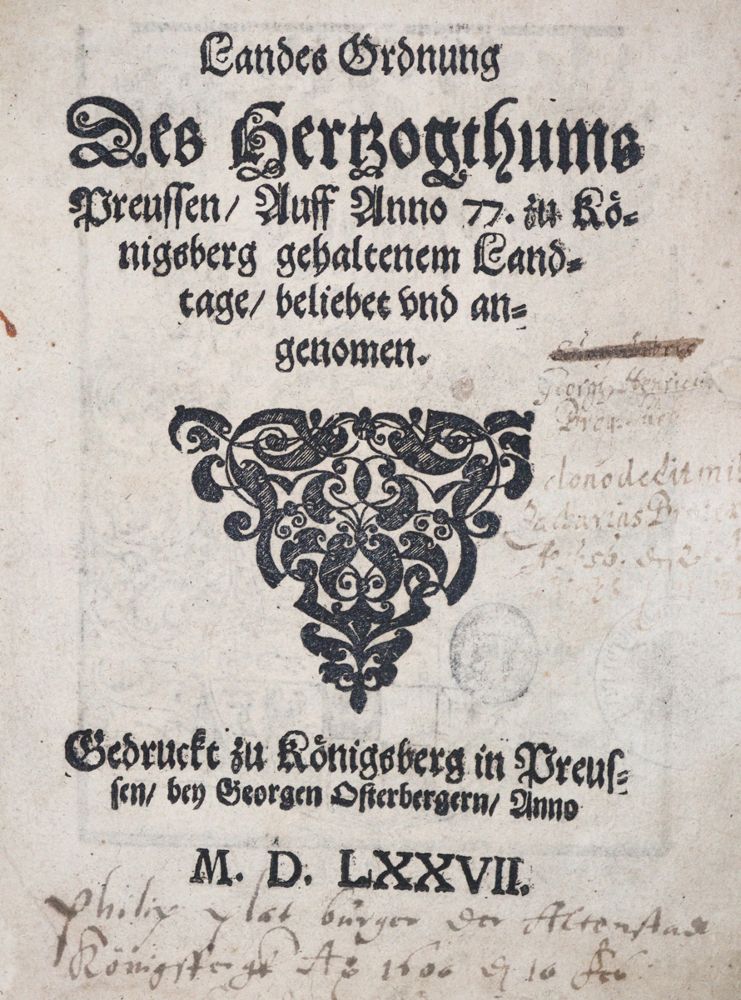 Große Abbildung Nr.1: 121-1158 Landesordnung.: (Deutschland, Preussen)