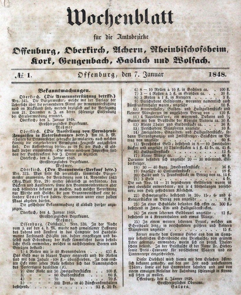 Große Abbildung Nr.1: 121-1161 Wochenblatt: (Deutschland, Revolution 1848/49 - Vormärz - Politik)