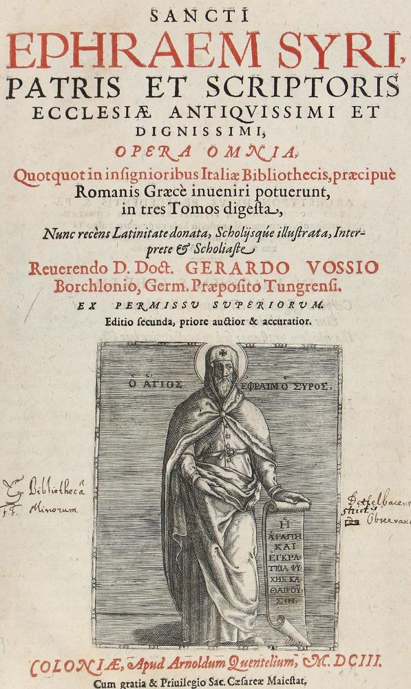 Große Abbildung Nr.1: 121-118 Ephraem Syrus.: (Alte Drucke, Handschriften und Theologie)