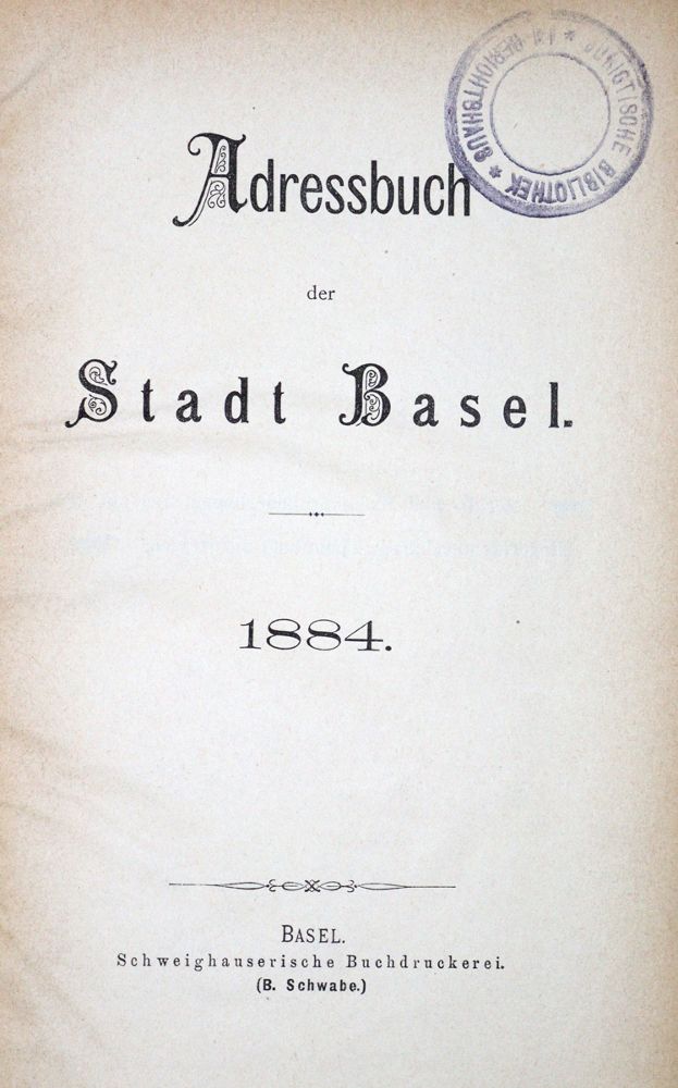 Große Abbildung Nr.1: 121-1256 Adressbuch: (Schweiz, Basel)