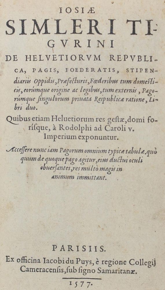 Große Abbildung Nr.1: 121-1285 Simler,J.: (Schweiz)