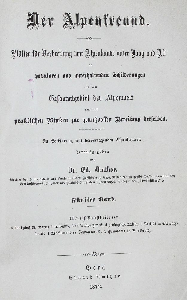 Große Abbildung Nr.1: 121-1294 Amthor,E. (Hrsg.).: (Verschiedene Länder - Geschichte, Alpen und Alpinismus)