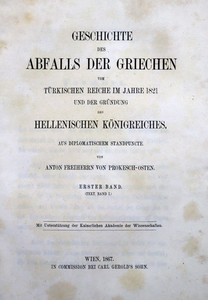 Große Abbildung Nr.1: 121-1343 Prokesch-Osten,A.v.: (Verschiedene Länder - Geschichte, Griechenland)