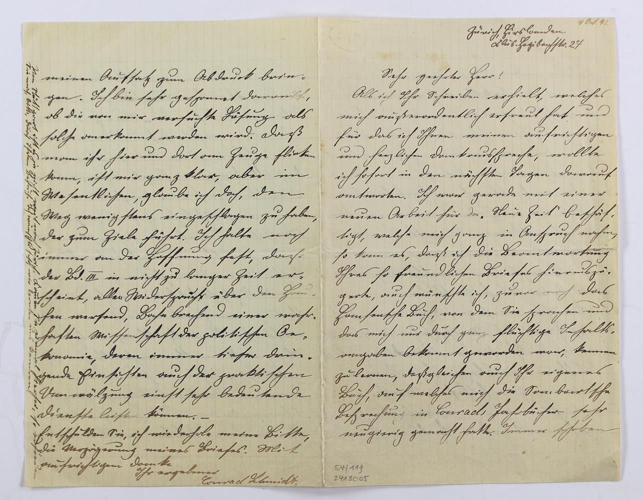 Große Abbildung Nr.13: 121-1410 Schmidt, Conrad,: (Autographen)