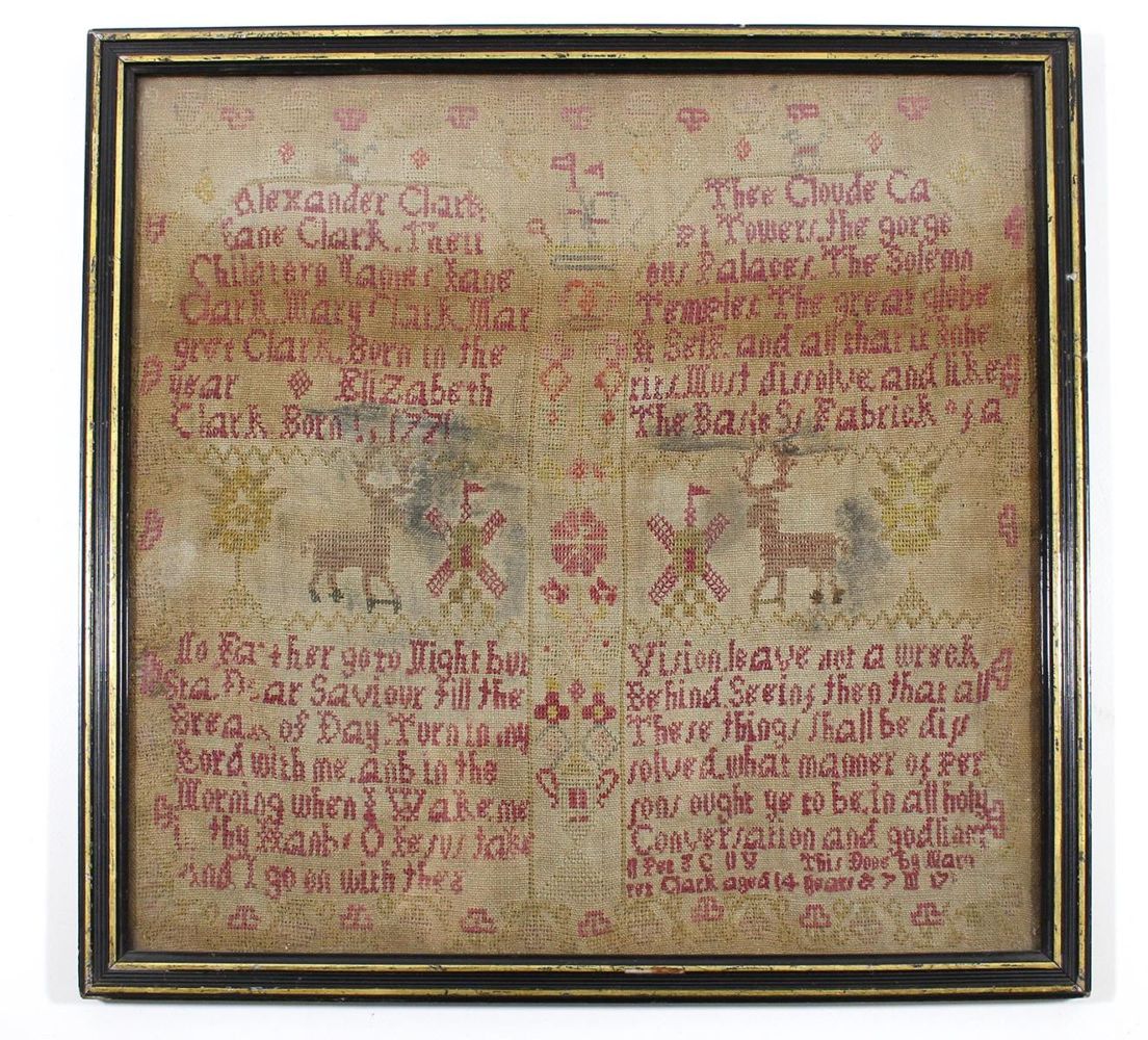 Große Abbildung Nr.1: 121-1430 Stickmustertücher 18.Jh.: (Varia, Handarbeiten u. Schneiderei)