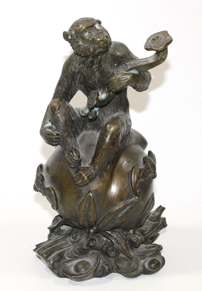 Große Abbildung Nr.1: 121-1543 Affe Bronze China.: (Asiatika)