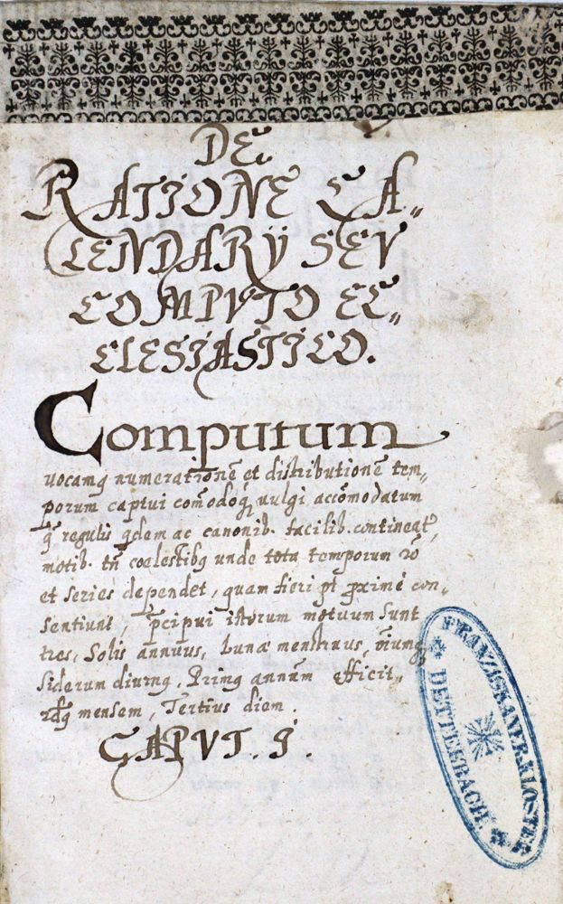 Große Abbildung Nr.1: 121-157 De ratione calendarij: (Handschriften, Kalender)