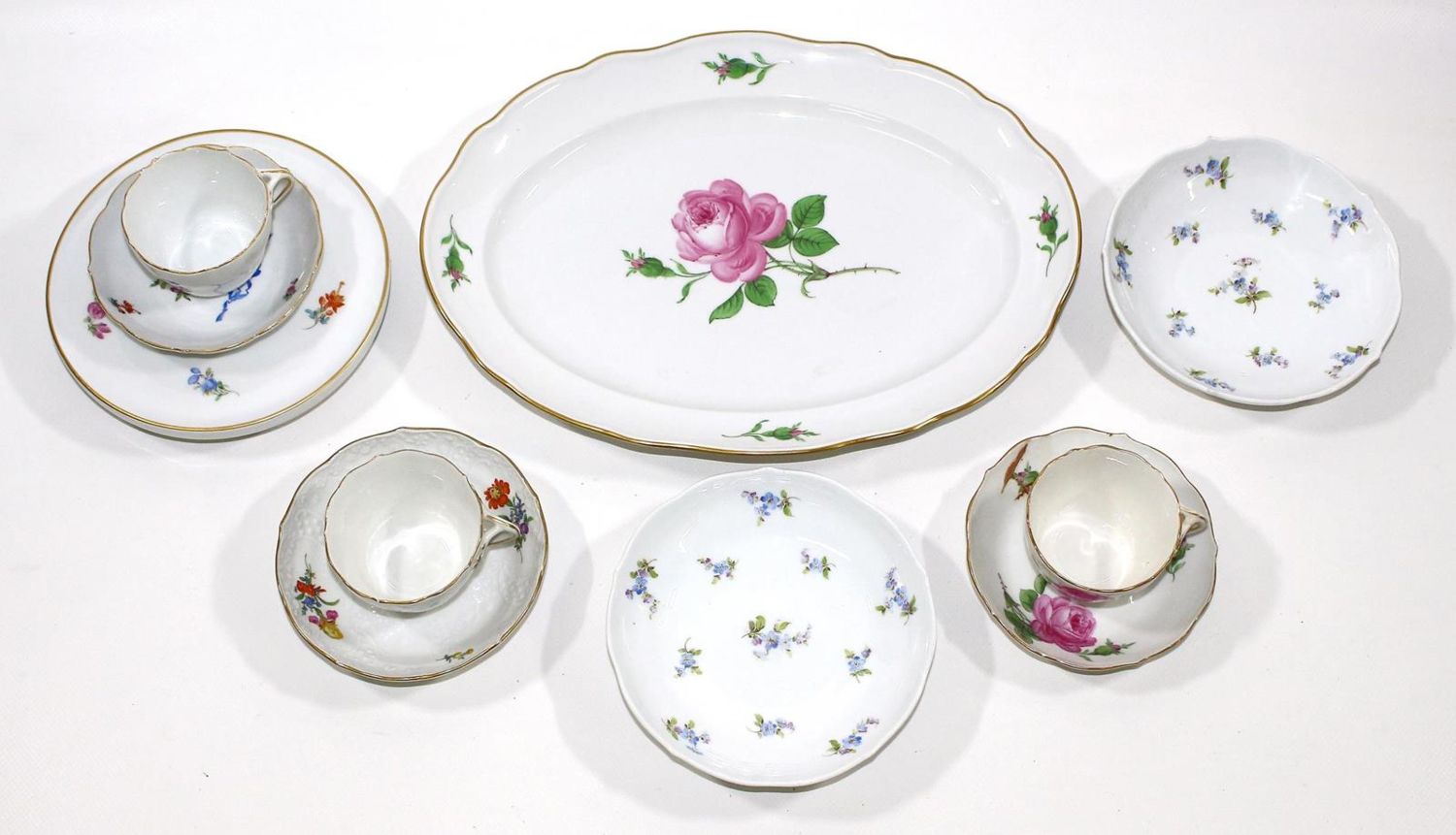 Große Abbildung Nr.1: 121-1667 Meissen 11 tlg. Slg.: (Porzellan u. Keramik, Meissen)