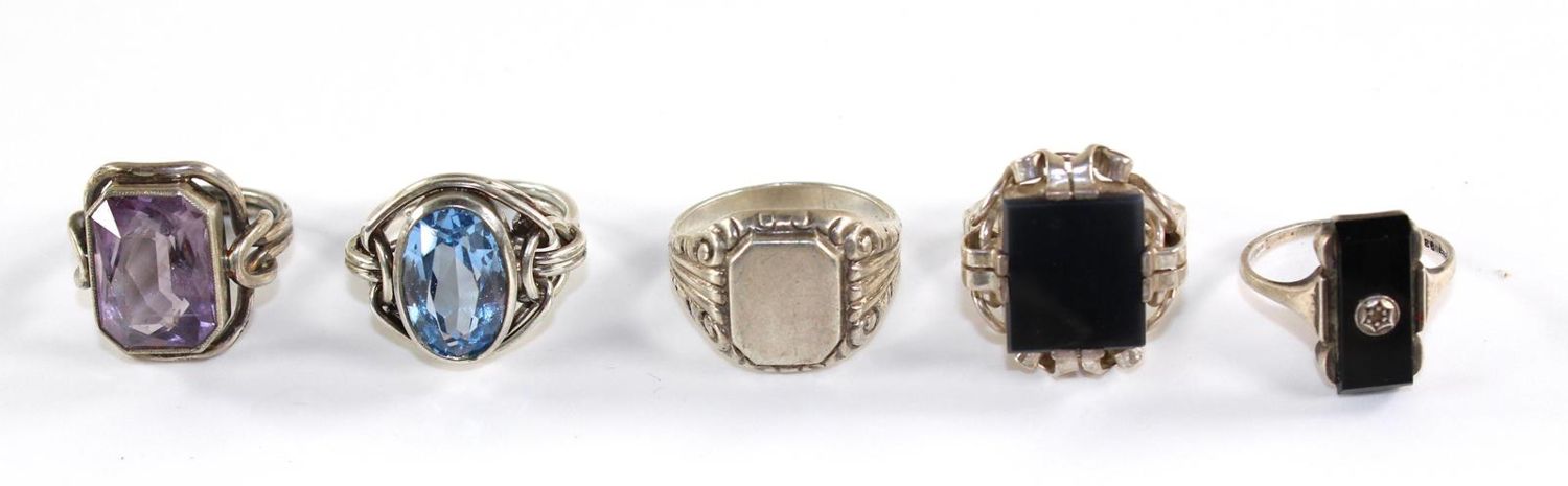 Große Abbildung Nr.1: 121-1718 9 Art Deko Silberringe: (Schmuck, Pforzheim)