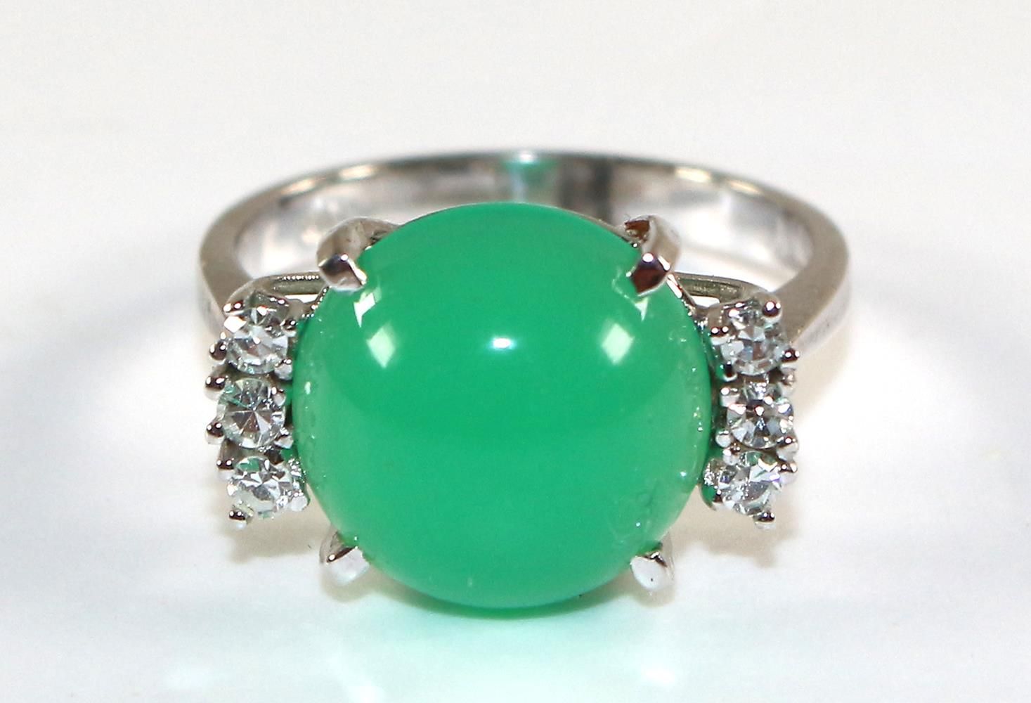 Große Abbildung Nr.1: 121-1733 Chrysopras Brillantring: (Schmuck, Ringe)