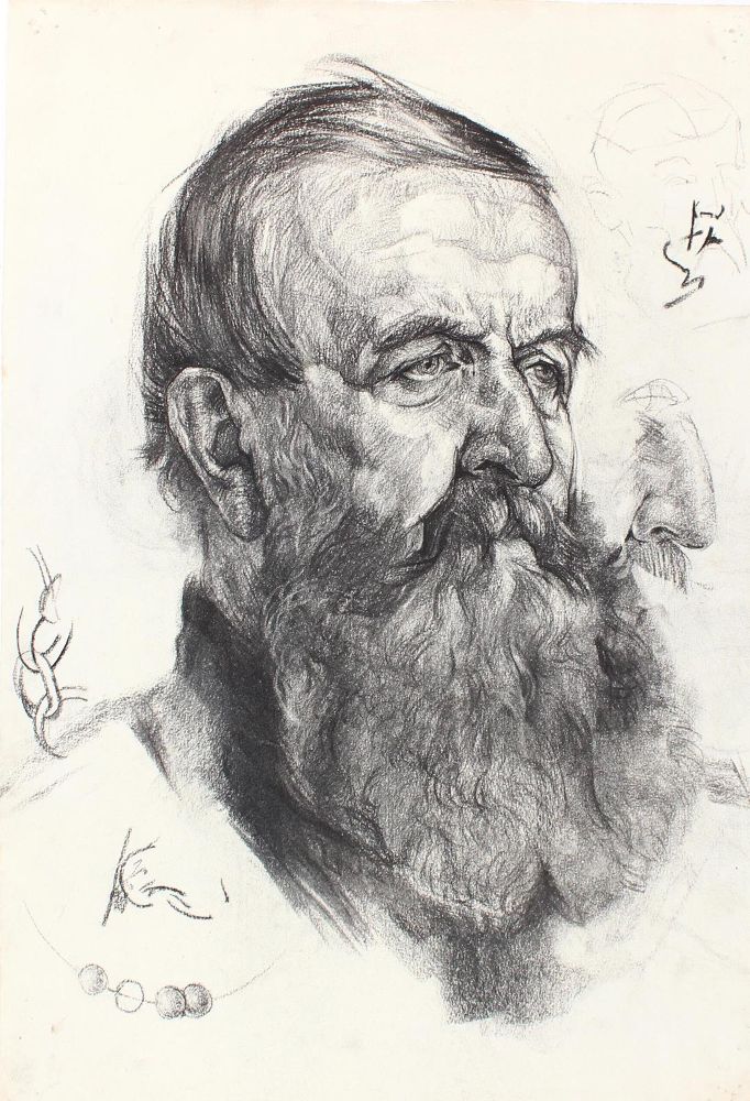 Große Abbildung Nr.1: 121-1988 3 Kohlezeichnungen: (Varia, Portrait)