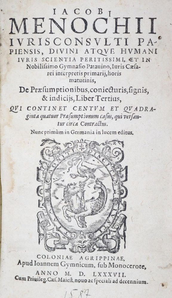 Große Abbildung Nr.1: 121-219 Menochio,J.: (Alte Drucke, Handschriften und Theologie)