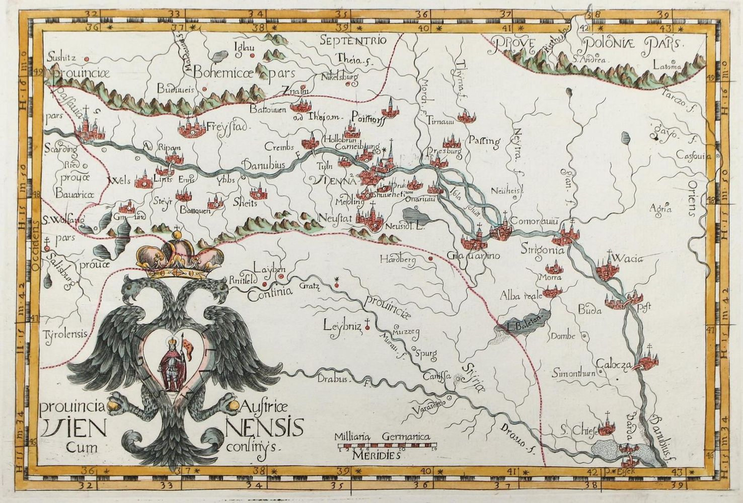 Große Abbildung Nr.1: 121-2258 Provincia Austrice Viennensis Cum Confinys.: (Ausland, Österreich)