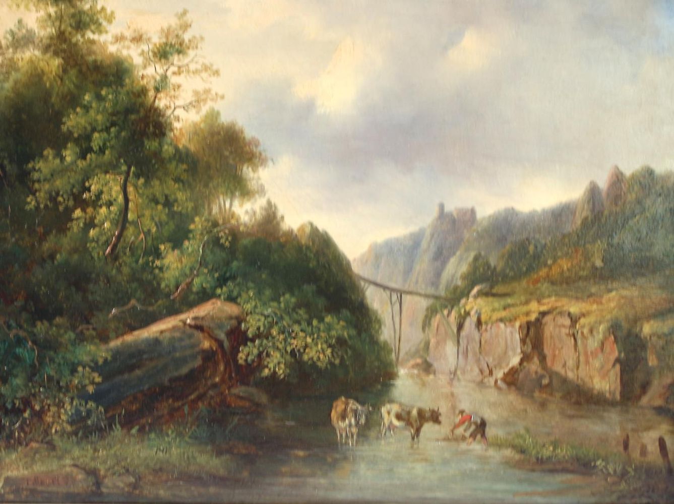 Große Abbildung Nr.11: 121-2574 Flusslandschaft,: (Künstlergraphik)