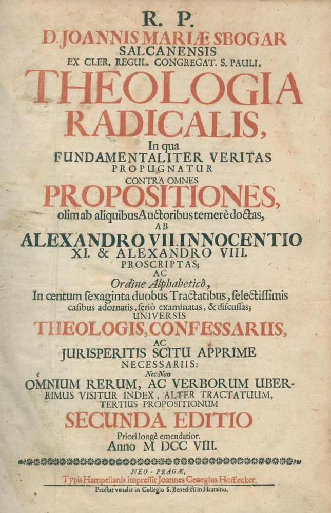 Große Abbildung Nr.1: 121-265 Sbogar,J.M.: (Alte Drucke, Handschriften und Theologie)