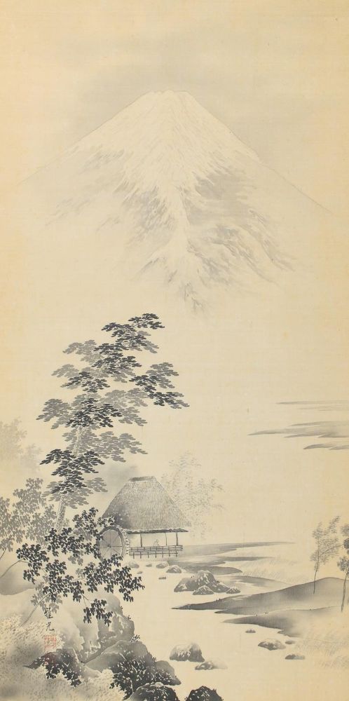 Große Abbildung Nr.2: 121-2764 Fuji u. Berglandschaft.: (Künstlergraphik, Japan)