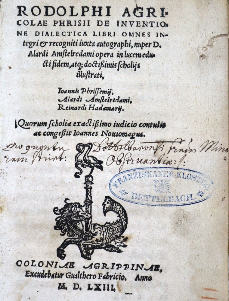 Große Abbildung Nr.1: 121-3 Agricola,R. (d.Ä.).: (Alte Drucke, Handschriften und Theologie)