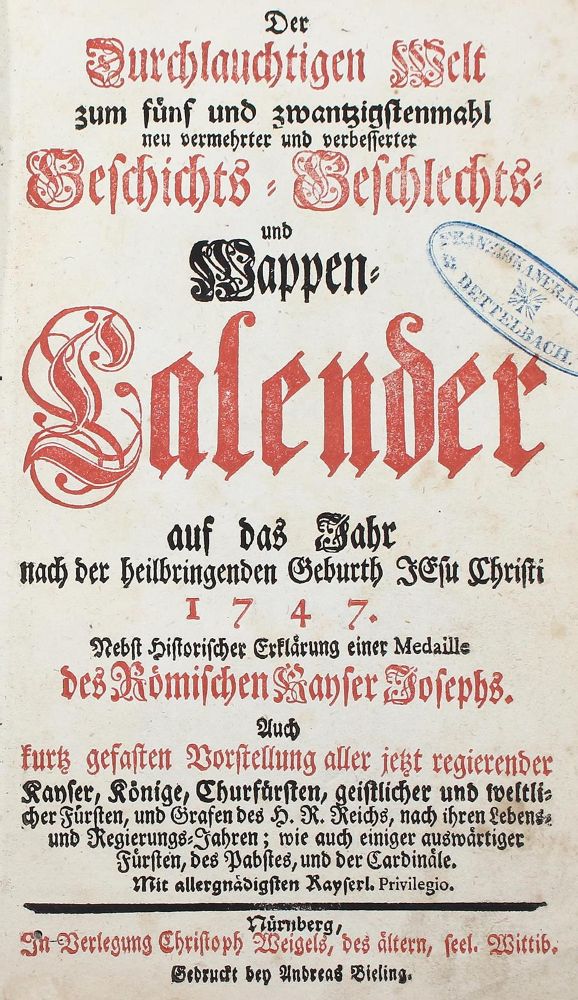 Große Abbildung Nr.1: 121-303 Der Durchlauchtigen Welt: (Genealogie und Heraldik)