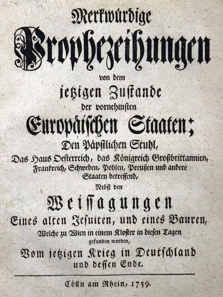 Große Abbildung Nr.1: 121-327 Merkwürdige Prophezeiungen: (Grenzwissenschaften und Okkultismus)