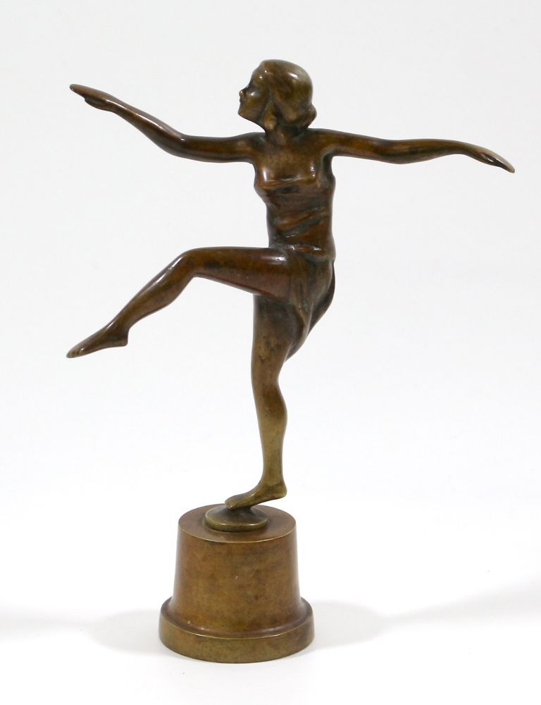 Große Abbildung Nr.1: 121-3274 Jugendstil Bronze Tänzerin: (Künstlergraphik, Skulpturen - Plastiken)