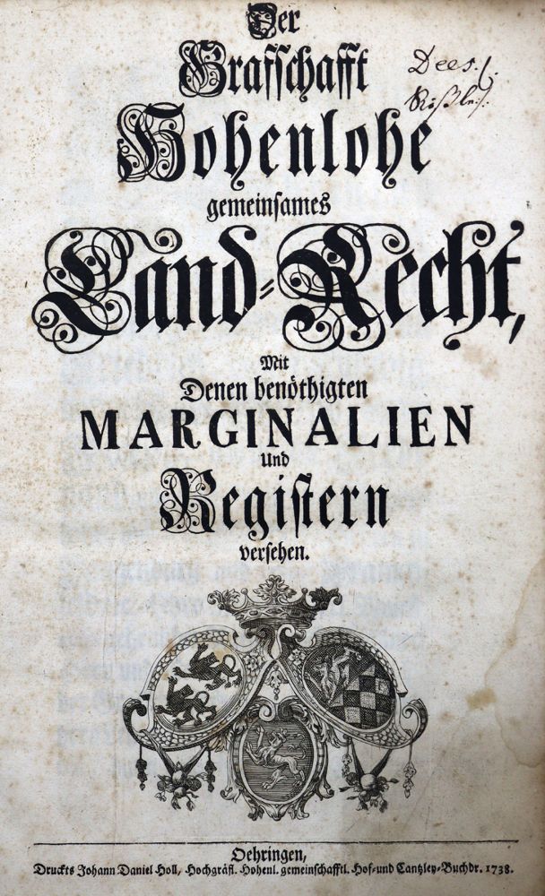 Große Abbildung Nr.1: 121-340 Landrecht.: (Juridica und Kriminologie, Hohenlohe)