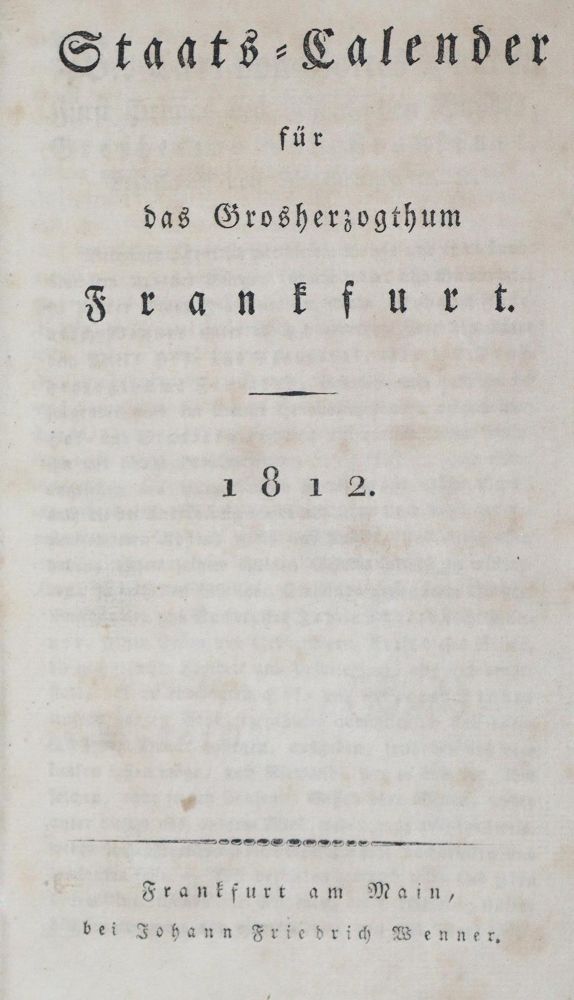 Große Abbildung Nr.1: 121-349 Staats-Calender: (Kalender, Frankfurt)
