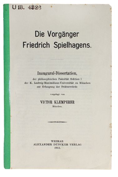 Große Abbildung Nr.1: 121-350 Klemperer, V.: (Varia)