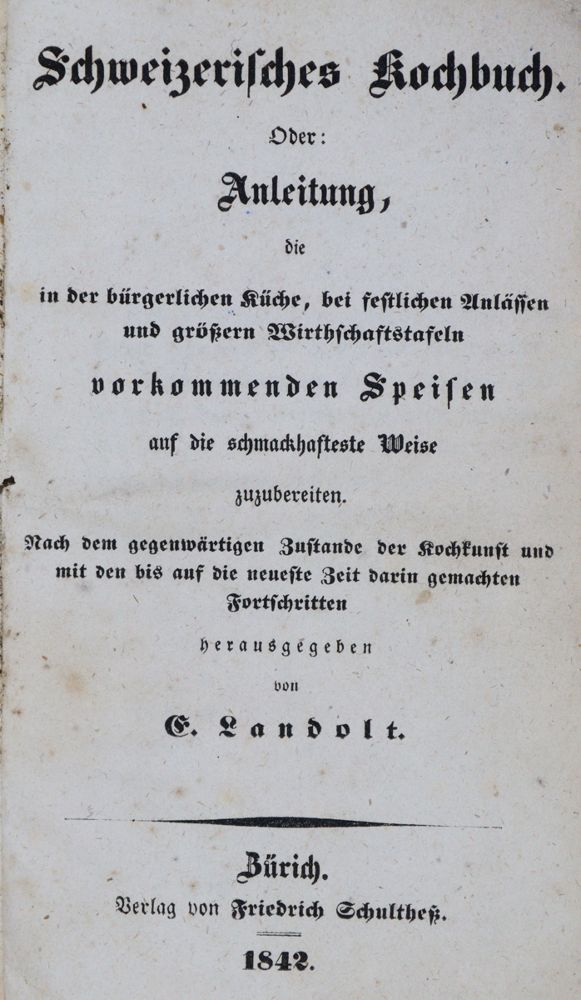 Große Abbildung Nr.1: 121-478 Landolt,E. (Hrsg.).: (Küche und Haushalt, Kochbücher)