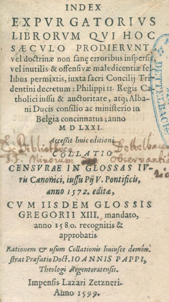 Große Abbildung Nr.1: 121-631 Index expurgatorius librorum: (Zensur)