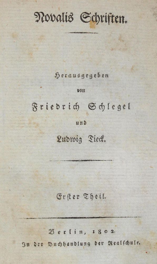 Große Abbildung Nr.1: 121-691 Novalis (d.i. F.v.Hardenberg).: (Literatur und illustrierte Bücher bis 19.Jahrhundert)