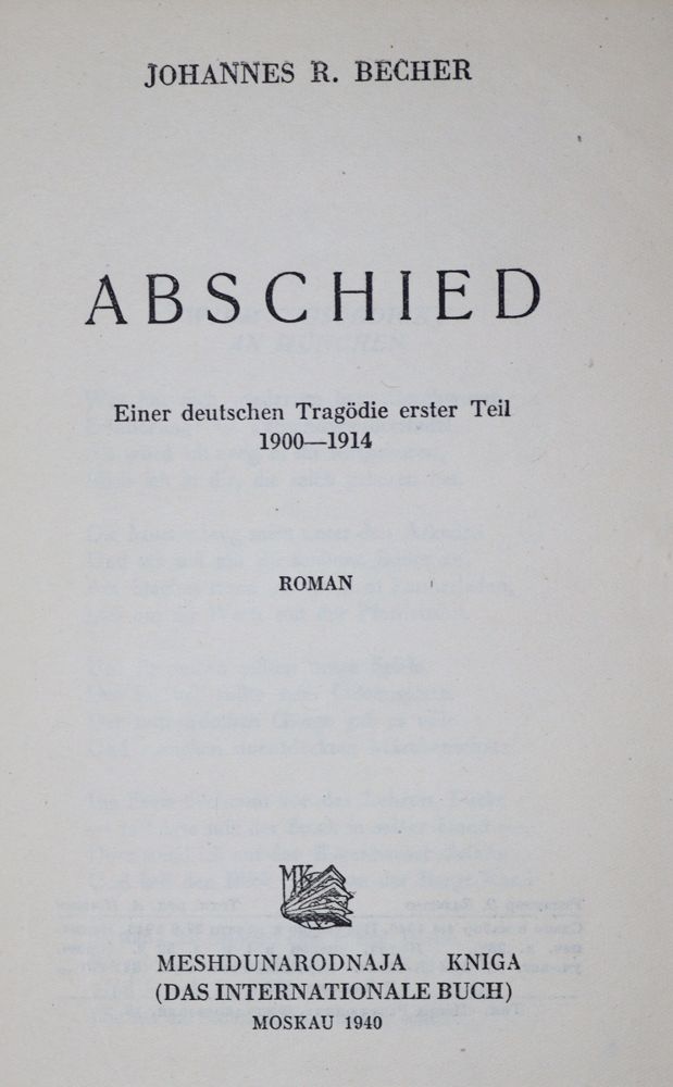 Große Abbildung Nr.1: 121-724 Becher,J.R.: (Literatur und illustrierte Bücher 20.Jahrhundert - Alte Literatur in modernen Ausgaben)