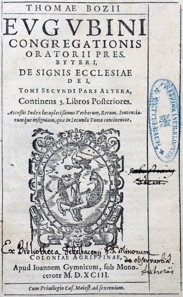 Große Abbildung Nr.1: 121-73 Bozio,T.: (Alte Drucke, Handschriften und Theologie)